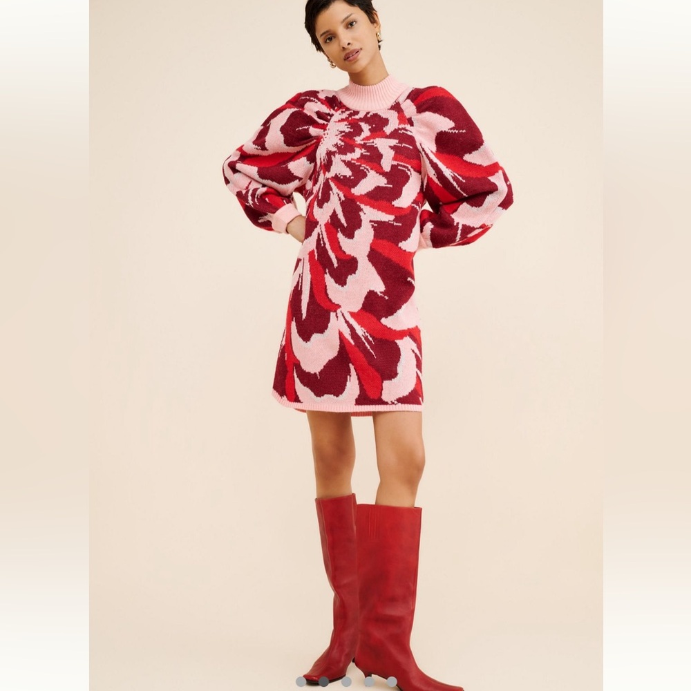 Farm Rio for Nuuly floral mini sweater dress